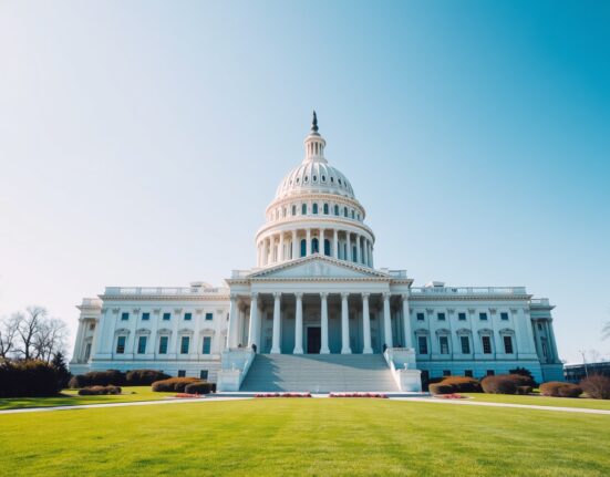 US Capitol building exterior under clear sky, symbolizing legislative action on prediction market regulation