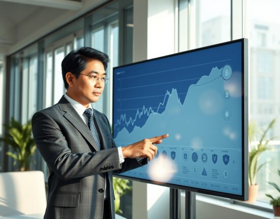 Analyst reviewing digital chart showing DeFi fund shift toward institution-friendly stablecoin assets