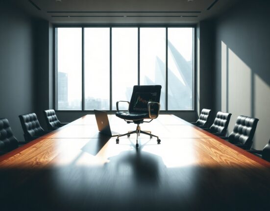 Empty boardroom chair symbolizing Parker White's resignation from DeFi Development.