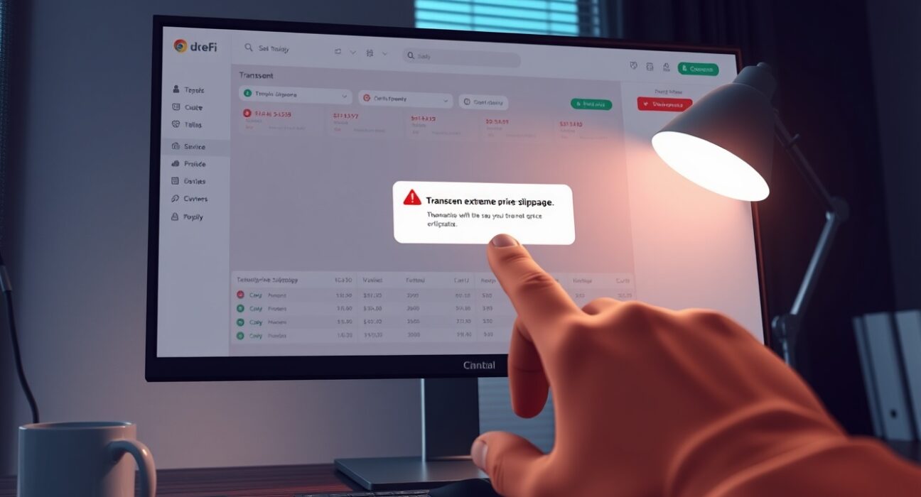 A DeFi trading interface showing a high-slippage warning for a $50M USDT to AAVE swap error.