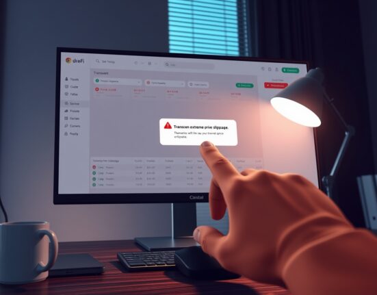 A DeFi trading interface showing a high-slippage warning for a $50M USDT to AAVE swap error.