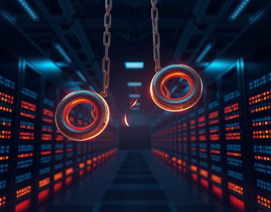 A broken digital chain link symbolizes the erosion of trust in DeFi due to repeated security hacks.