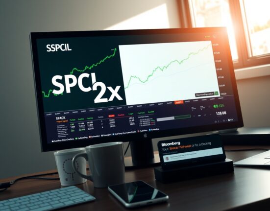 Stock trading screen showing SPCL chart with 2x leverage and SpaceX branding