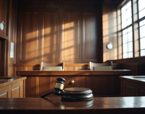 South Korean courtroom with judge's bench and gavel, symbolizing the Delio fraud sentencing