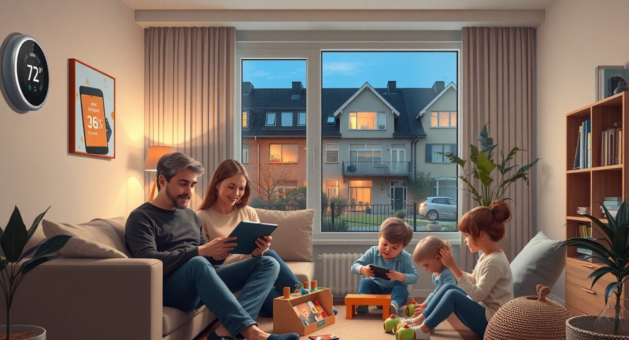 Danish family demonstrating economic resilience through normal household activities despite higher energy costs