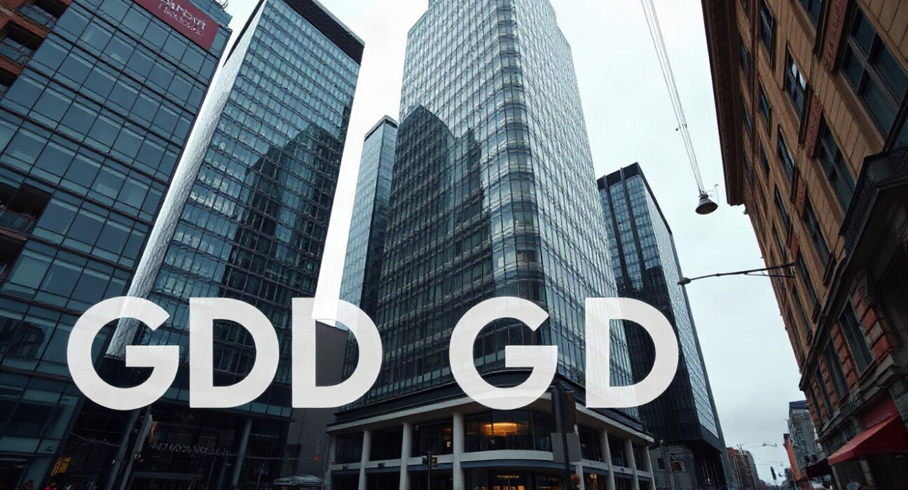 Copenhagen financial district buildings under overcast sky, representing Denmark's economic slowdown in Q2 2025.