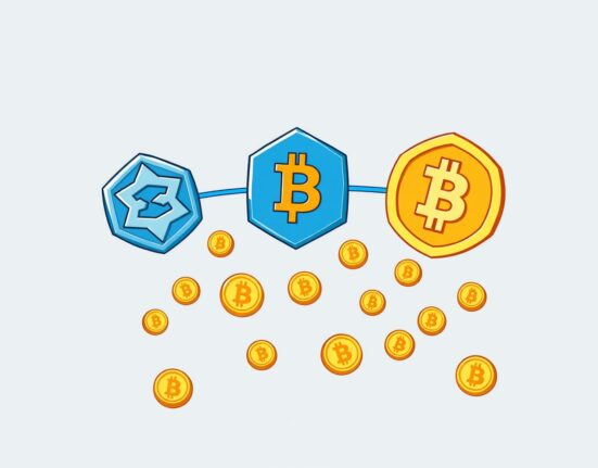 A cartoon illustration showing Ethereum, Solana, and BSC platforms processing a massive amount of DEX trading volume.