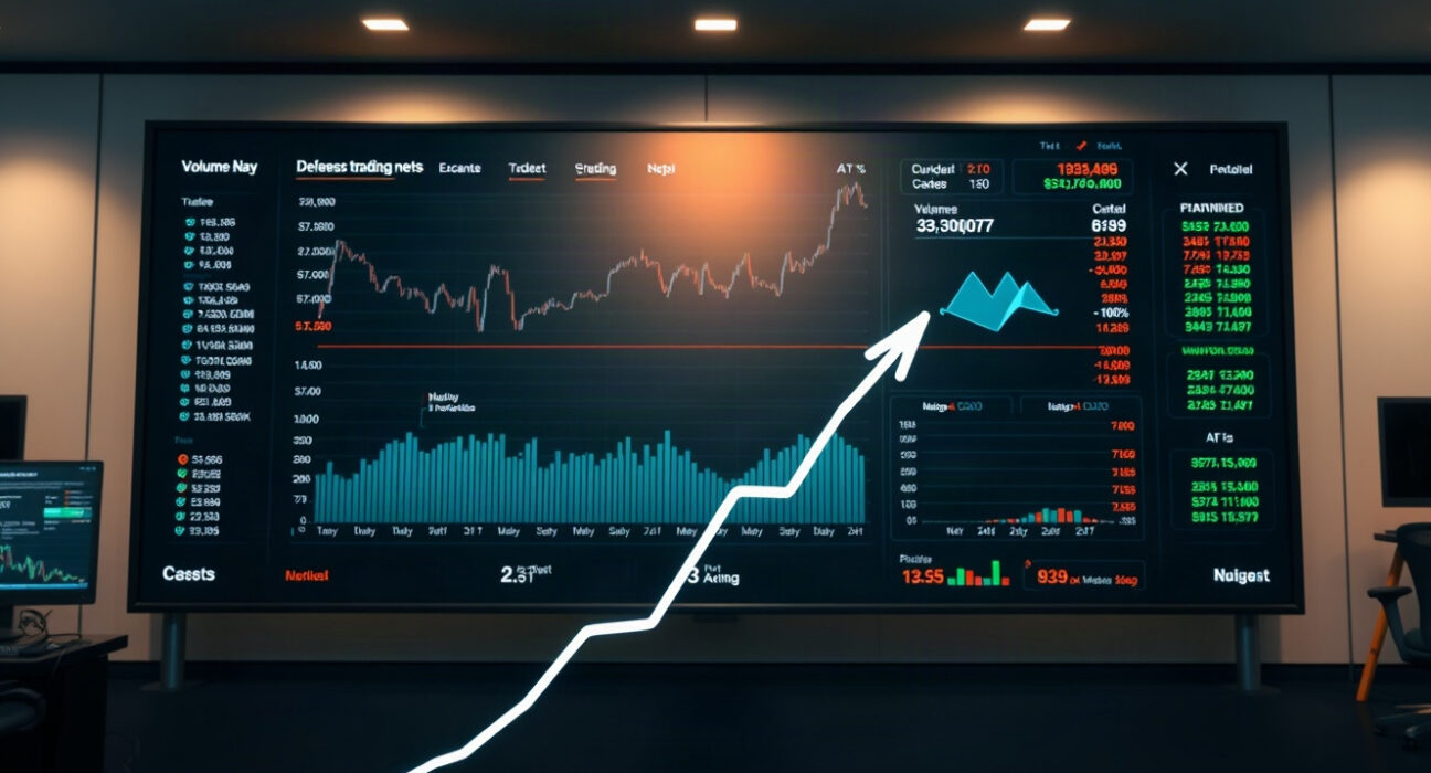 Digital dashboard showing decentralized exchange trading volume surpassing $10 billion