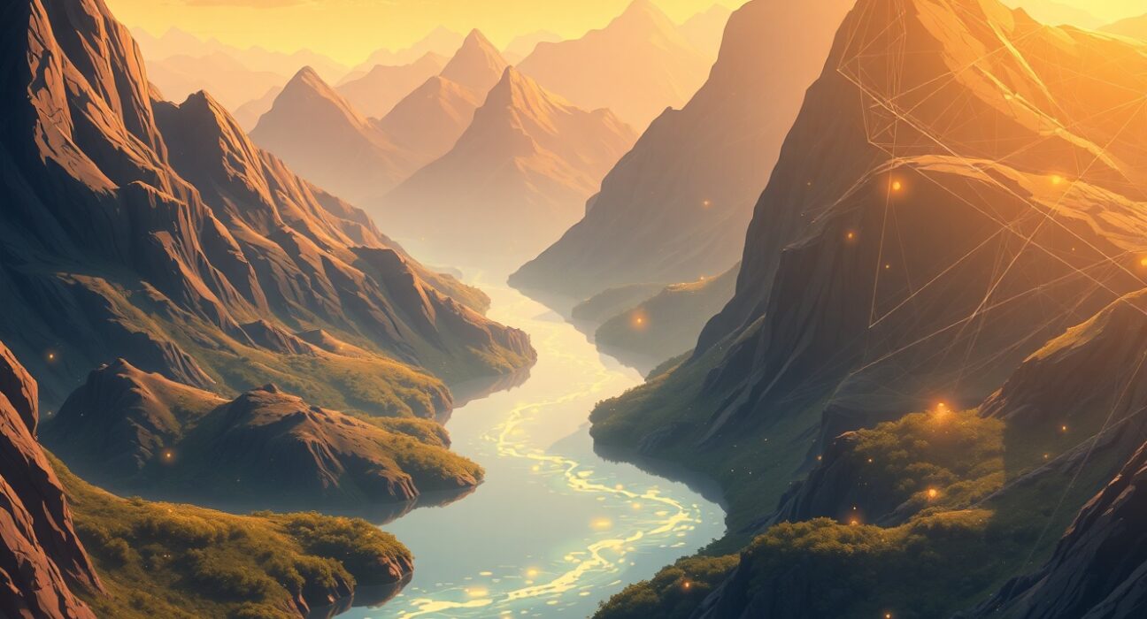 Conceptual Ghibli-style art showing capital flowing into digital asset funds like Bitcoin and Ethereum.