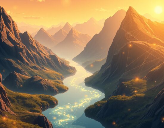 Conceptual Ghibli-style art showing capital flowing into digital asset funds like Bitcoin and Ethereum.