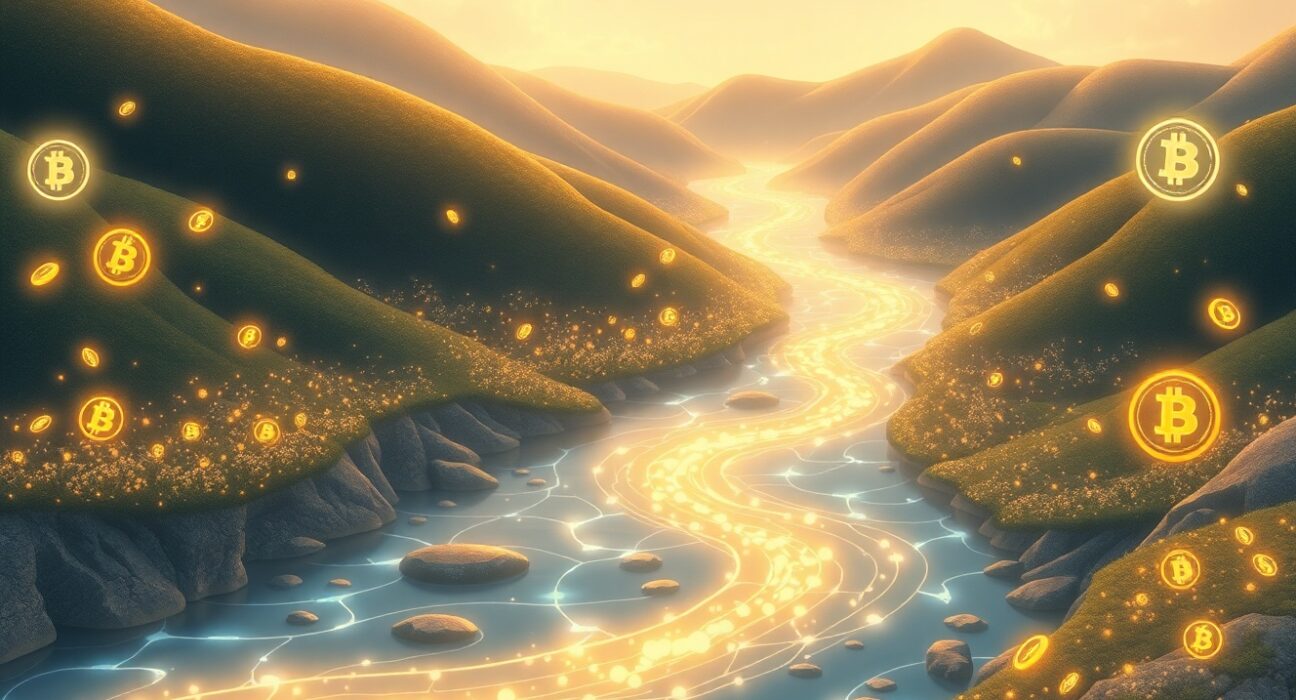 Conceptual Ghibli-style art representing the $2.17 billion flow into digital asset investment products.