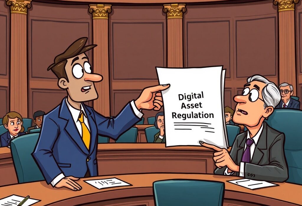 A venture capitalist discusses digital asset regulation with a senator, emphasizing clarity in crypto legislation.