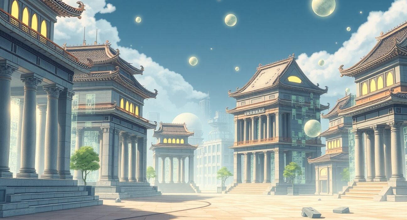 Conceptual art of digital assets evolving into core financial infrastructure as predicted by B. Riley.