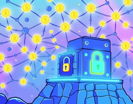 A cartoon image showing secure digital assets moving on a robust layer-1 blockchain, symbolizing the advancement of tokenized securities.