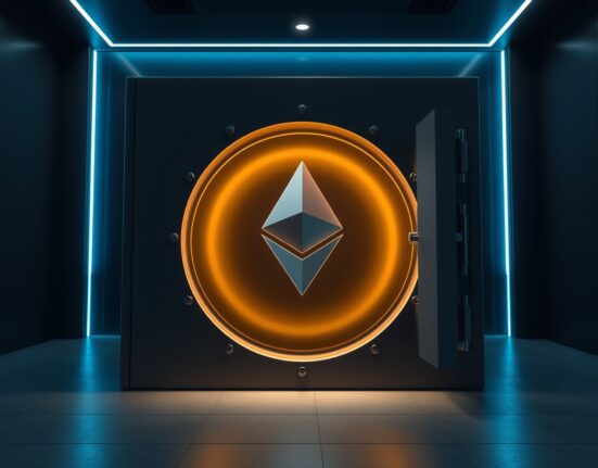 Ethereum being secured in a vault, representing DNA Fund's major ETH withdrawal from Kraken exchange.