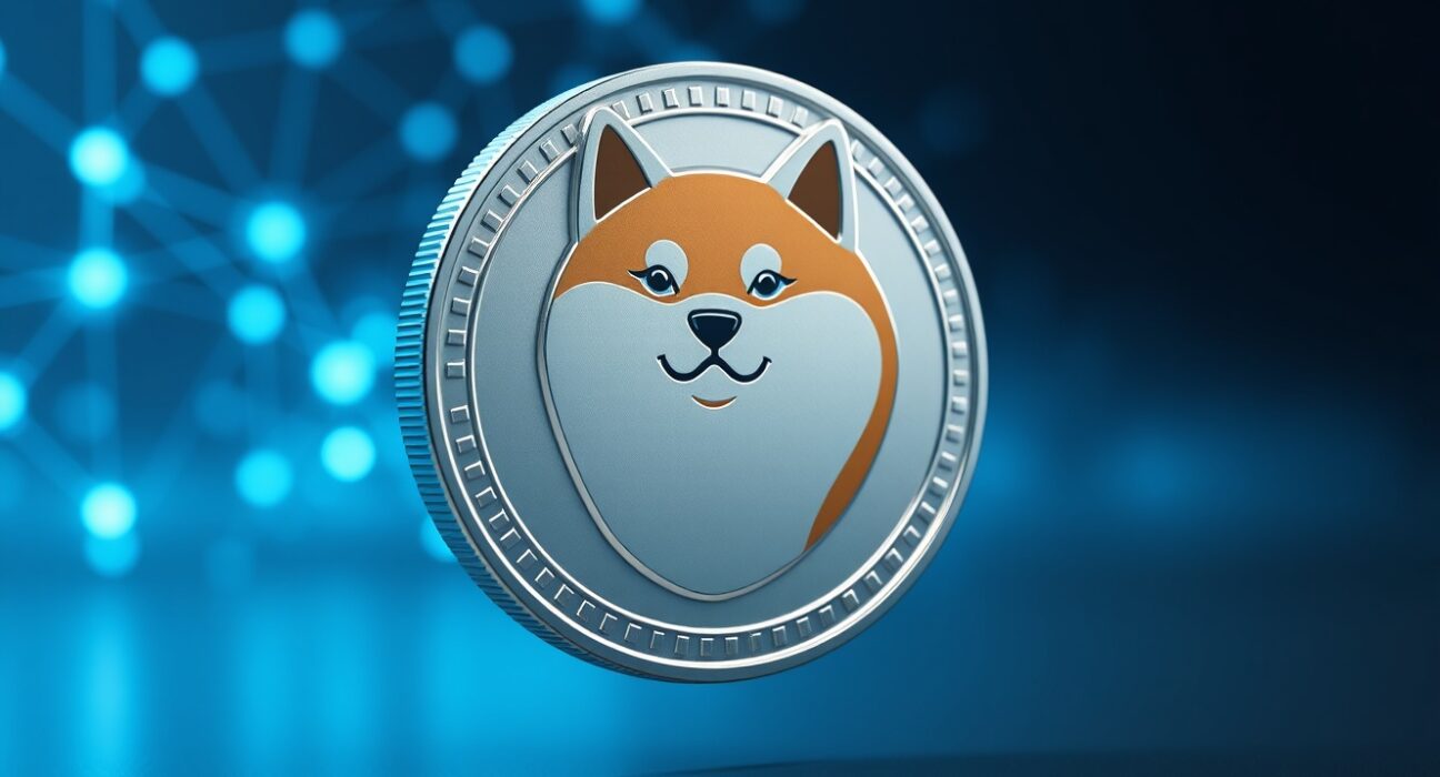 Dogecoin Shiba Inu logo representing the cryptocurrency's recent surge in network activity.