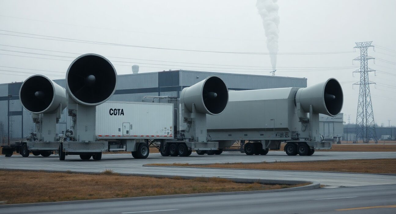 Data center with multiple natural gas turbines on trailers in Memphis, Tennessee