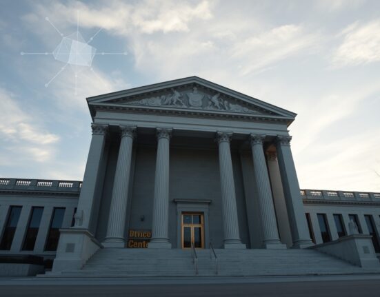 Exterior of a federal government building in Washington D.C. symbolizing law enforcement oversight of cryptocurrency.