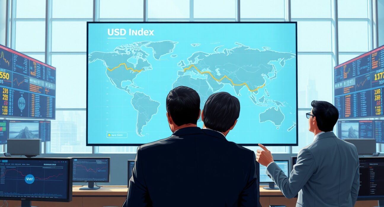 Traders monitoring US dollar decline amid Iran nuclear negotiation developments on global financial displays