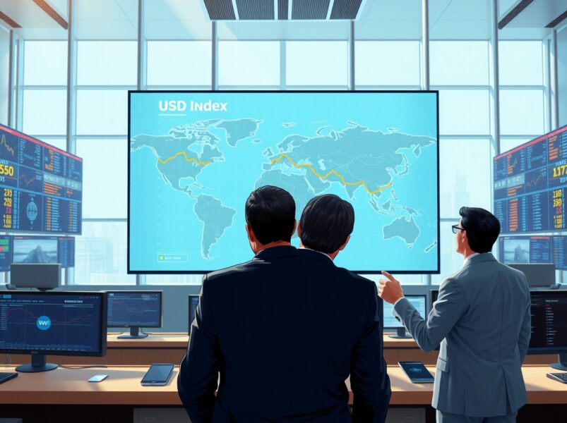 Traders monitoring US dollar decline amid Iran nuclear negotiation developments on global financial displays