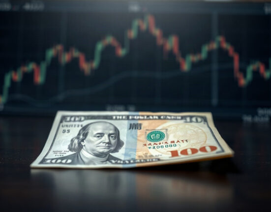 US dollar and Japanese yen banknotes side by side on a desk, symbolizing currency market trends.