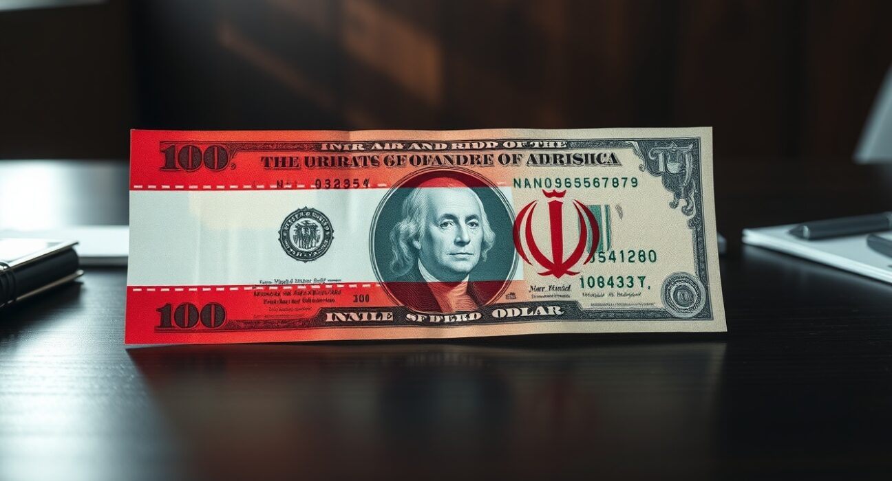 US dollar and Iranian flag symbolizing financial impact of US-Iran diplomacy on currency markets.