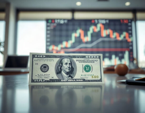 US dollar banknote with a financial chart in the background, representing currency market movements.