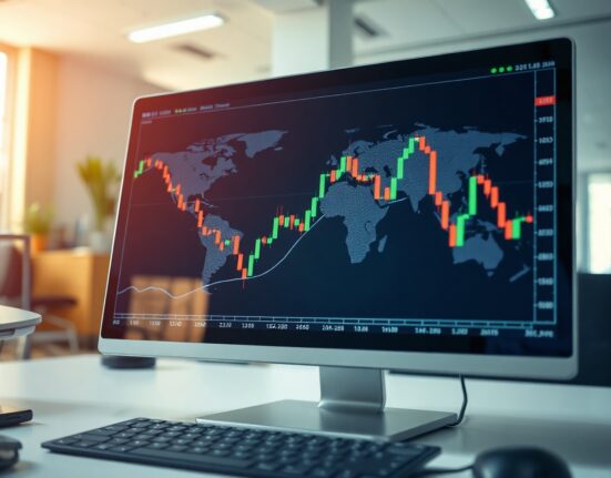 Financial chart showing Dollar Index movement with geopolitical backdrop