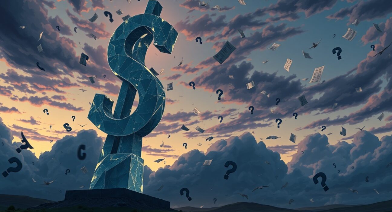 US Dollar Index value declining due to White House economic policy uncertainty affecting global currency markets.