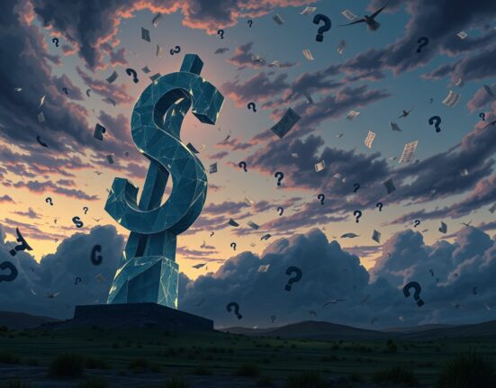 US Dollar Index value declining due to White House economic policy uncertainty affecting global currency markets.