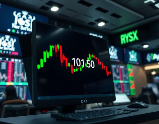 US Dollar Index chart showing price above 101.50 on a trading screen