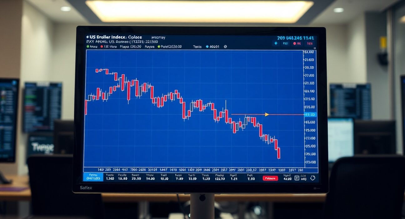 US Dollar Index chart showing potential decline below 99.40 support level