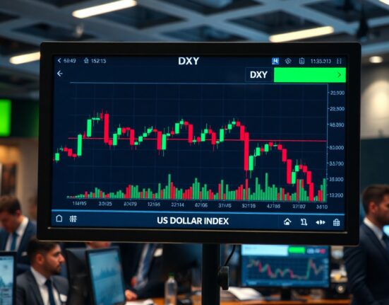 Chart of the US Dollar Index showing a decline over four sessions