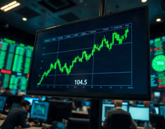 US Dollar Index chart trending upward on trading screen