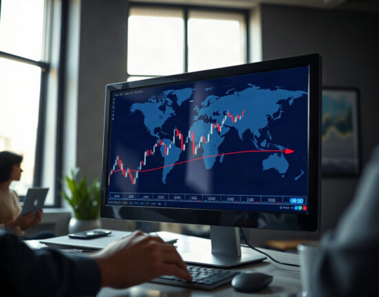 Trading screen showing Dollar Index chart near 99.00 amid geopolitical uncertainty