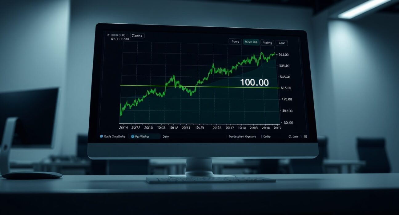 US Dollar Index chart recovering to the key 100 level on a financial terminal.