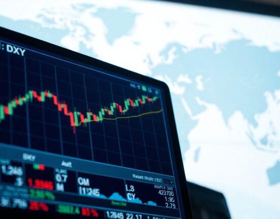 US Dollar Index chart showing upward movement amid Middle East geopolitical risks