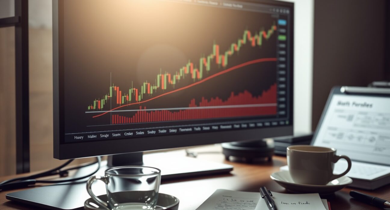 U.S. Dollar Index chart on a monitor in a professional trading environment