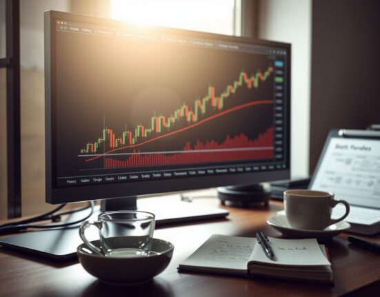 U.S. Dollar Index chart on a monitor in a professional trading environment