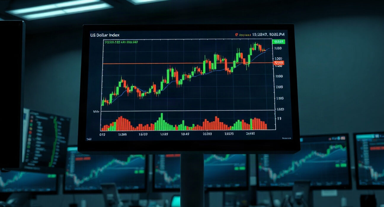 US Dollar Index chart showing upward trend on trading terminal