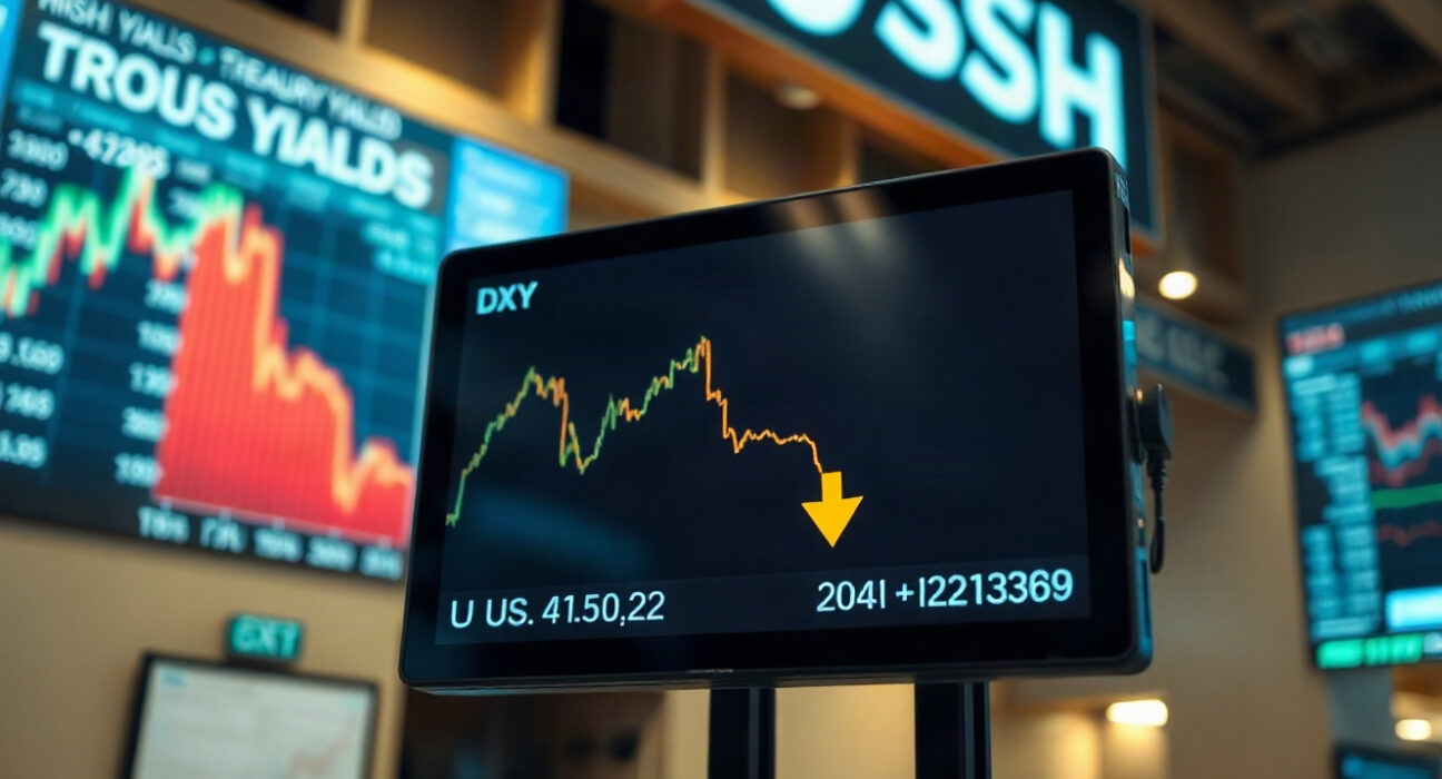Financial screen showing US Dollar Index and Treasury yield charts