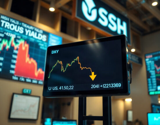 Financial screen showing US Dollar Index and Treasury yield charts
