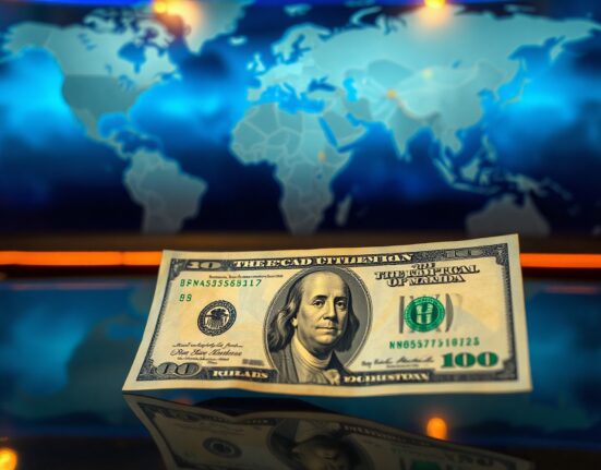 US dollar banknote in focus with blurred Middle East map background symbolizing safe-haven demand amid geopolitical tensions
