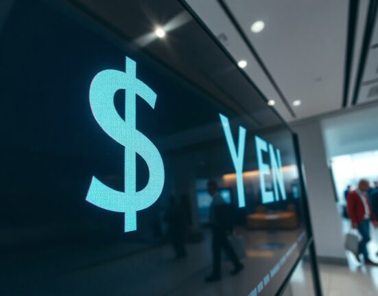 Currency exchange board showing US dollar and Japanese yen symbols