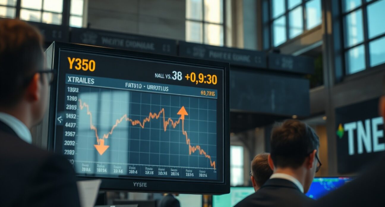 Currency exchange board showing dollar decline and euro rise amid Iran news