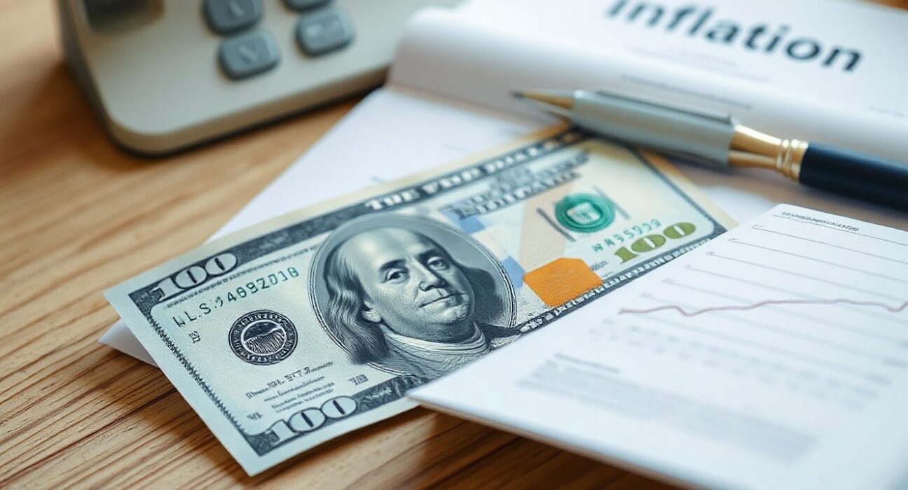U.S. dollar banknote next to an inflation chart, symbolizing stable currency markets after inflation data met expectations.