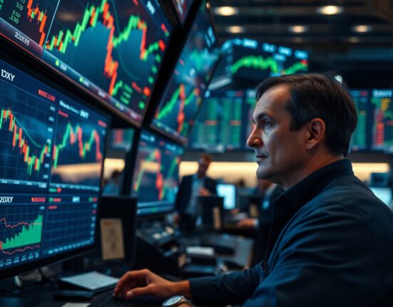 Trader monitors dollar index amid geopolitical uncertainty from U.S.-Iran nuclear talks