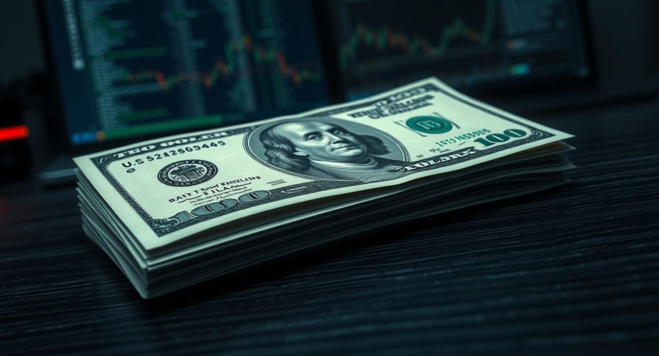 U.S. dollar bill as a safe-haven asset during rising U.S.-Iran geopolitical tensions.