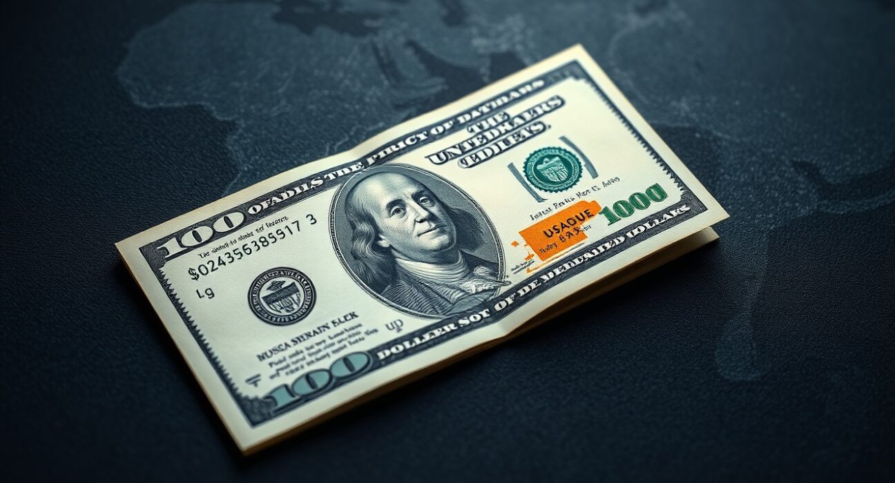 U.S. dollar bill representing safe-haven demand amid rising U.S.-Iran geopolitical tensions.