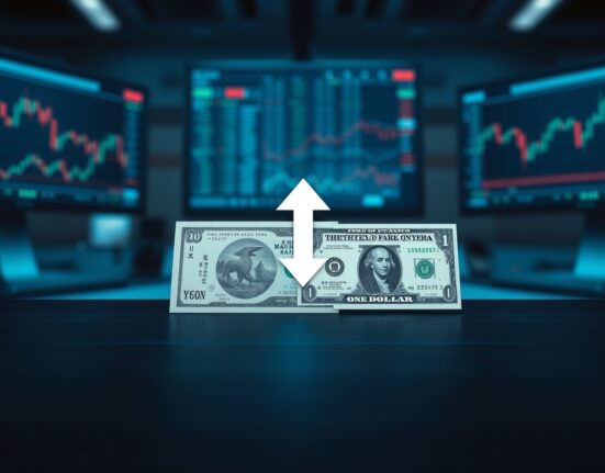 Dollar weakens against yen as Japanese officials hint at possible intervention, showing USD and JPY banknotes on a trading desk